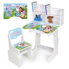 Дитяча регульована парта зі стільцем розтишка N 2071-20-1 "Dollhouse" таблиця множення, біла