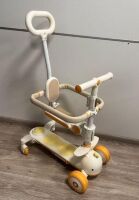 Дитячий триколісний самокат трансформер Maraton 3в1 Cruzzer 1009 з батьківською ручкою та бампером, блакитний