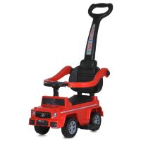 Дитяча каталка толокар M 5903L-3 Мерседес з батьківською ручкою, шкіряне сидіння, звук, світло, червоний