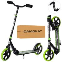 Складаний двоколісний дитячий самокат iTrike SR2-010-10-B-GR підлітковий з підніжкою і ременем / Чорно-зелений
