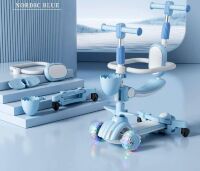 Дитячий самокат-трансформер Maraton 3в1 Zetec XST-620 з батьківською ручкою, сидінням та бампером, блакитний