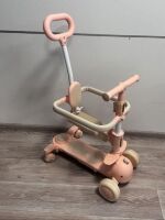 Дитячий триколісний самокат трансформер Maraton 3в1 Cruzzer 1009 з батьківською ручкою та бампером, рожевий