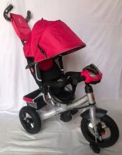 Велосипед коляска триколісна Best Trike 3390/72-082 на надувних колесах / є ФАРА з USB / колір рожевий