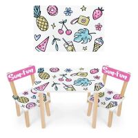 Дитячий стіл з двома стільчиками Bambi 501-130-1Б Фрукти та морозиво **