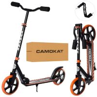 Складаний двоколісний дитячий самокат iTrike SR2-010-10-B-OR підлітковий з підніжкою і ременем / Чорно-оранжев