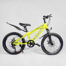 Дитячий спортивний велосипед 20 дюймів Corso CR-20501 "Crank" сталева рама / 7 швидкостей / жовтий