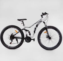 Велосипед спортивний CORSO «R1» 27.5 дюймів 38307 НАПІВФЕТ з амортизатором / Shimano / білий