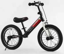 Велобіг 14" CORSO RJ-54167 сталева рама, ручне переднє гальмо, колеса надувні гумові, чорно-червоний