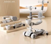 Дитячий самокат-трансформер Maraton 3в1 Zetec XST-620 з батьківською ручкою, сидінням та бампером, сірий