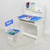 Дитяча парта регульована шкільна зі стільцем 904-103(UA) біла / малюнок Буба**