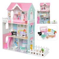Дерев'яний Ігровий Будиночок для ляльок MD 1670 Великий Ляльковий триповерховий будинок з меблями**