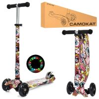 Дитячий складаний триколісний самокат алюмінієвий iTrike JR3-055-WP17 MAXI / колеса світло / колір прінт**