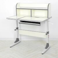 Дитяча шкільна парта BAMBI M 4804-11 з надбудовою та полицею знизу / біло-сіра**