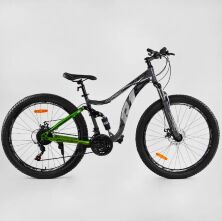 Велосипед спортивний CORSO «R1» 27.5 дюймів 84734 НАПІВФЕТ з амортизатором / Shimano / сірий
