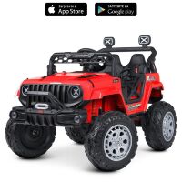 Дитячий двомісний електромобіль Джип M 4960EBLR-3 Jeep з м'яким сидінням, MP3, USB / червоний