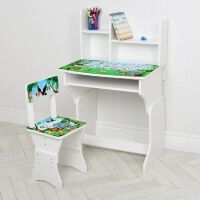 Дитяча парта шкільна зі стільцем 904-1(UA) біла Джунглі**