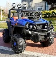 Дитячий двомісний електромобіль Джип 4WD M 4620EBLR-4 зі шкіряним сидінням та MP3, синій