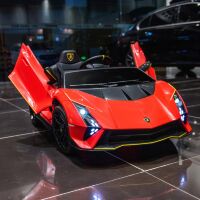Дитячий електромобіль одномісний Машина Спорткар Lamborghini Autentica M 5100EBLR-3 шкіряне сидіння, червоний