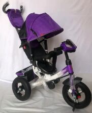 Велосипед коляска триколісна Best Trike 3390/18-505 на надувних колесах / є ФАРА з USB / колір фіолетовий