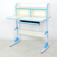 Дитяча шкільна парта BAMBI M 4804-4 з надбудовою та полицею знизу / біло-блакитна**