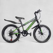Дитячий спортивний велосипед 20 дюймів Corso CR-20704 "Crank" сталева рама/7 швидкостей/зелений
