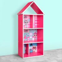 Домик-стеллаж-полка для игрушек и книг H 2020-6-1 Кукла LOL малиновый