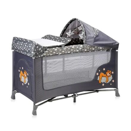 Манеж-ліжко ігровий Lorelli San Remo 2L Plus Grey Clouds сірий
