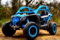 Дитячий двомісний електромобіль Баггі M 4920EBLR-4 Джип на EVA колесах зі шкіряним сидінням / синій