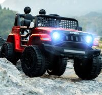 Дитячий електромобіль Джип M 5836EBLR-3 машина на 4 мотори, акумулятор 12В, шкіряне сидіння, червоний
