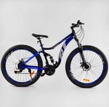 Велосипед спортивний CORSO «R1» 27.5 дюймів 69979 НАПІВФЕТ з амортизатором / Shimano / синій