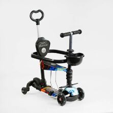 Самокат дитячий триколісний із сидінням 5в1 Best Scooter LS-70100 з додатковими колесами / чорний