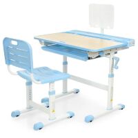 Дитяча багатофункціональна регульована парта зі стільчиком M 3823A(2)-4 з підставкою для книг / колір синій**