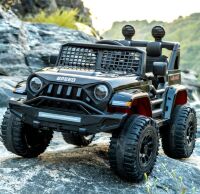 Дитячий електромобіль Джип M 5836EBLRS-2 машина на 4 мотори, акумулятор 12В, шкіряне сидіння, чорний фарбування