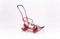 Санки дитячі Патріот з механізмом висувних колісних шасі та батьківською ручкою червоні