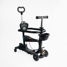 Дитячий триколісний самокат трансформер 5в1 Best Scooter LS-86390 з сидінням та бампером, чорний