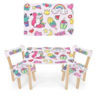 Дитячий стіл з двома стільчиками Bambi 501-133 Єдиноріг, фрукти **