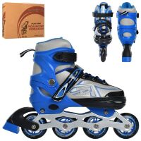 Розсувні чоловічі ролики PROFI A4148-L-BL алюмін. рама/ розмір 39-42 устілка 23.7 см/колеса ПУ 70 мм/сині