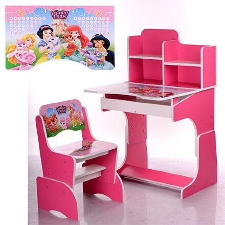 Дитяча парта растишка Bambi W 2071-8-4 Disney Princess Pets Малинова