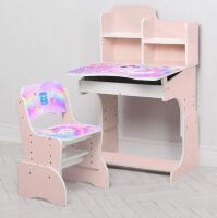 Дитяча регульована парта зі стільчиком розтискач Bambi B2071-42-5 (RU) Єдиноріг рожевий**