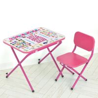Дитячий СТІЛ-Парта зі стільчиком "Абетка малиновий" Три позиції по висоті з мультирегулюванням нахилу