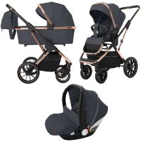 Дитяча універсальна коляска CARRELLO Aurora CRL-6502 (3in1) Iron Grey сіра з дощовиком