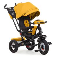 Триколісний велосипед-коляска TURBOTRIKE MT 1007-10 поворотне сидіння, пульт, світло, сумка, USB/ВТ, жовтий