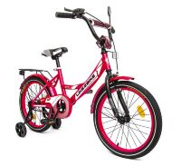 Дитячий двоколісний велосипед 18 дюймів 241801 Like2bike Sky з додатковими колесами, рожевий для дівчинки