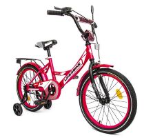 Дитячий двоколісний велосипед 18 дюймів 241801 Like2bike Sky з додатковими колесами, рожевий для дівчинки