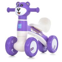 Дитяча каталка толокар M 5762-9 "Ведмедик" з музикою та світлом, фіолетова для дівчинки