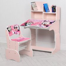 Дитяча регульована парта зі стільчиком растишка Bambi W2071-6-2(EN) / Колір рожевий Мінні Маус**