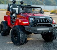 Дитячий електромобіль Джип M 5836EBLRS-3 машина на 4 мотори, акумулятор 12В, шкіряне сидіння, червоний фарбування