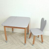 Дитячий столик з ящиком і стільчиком Bambi 04-025GREY-BOX дерев'яний (МДФ) / колір сірий**