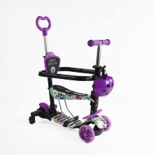 Дитячий триколісний самокат трансформер 5в1 Best Scooter LS-84099 з сидінням та бампером, фіолетовий