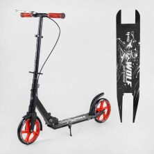 Двоколісний складаний алюмінієвий самокат Best Scooter W-18342 "WOLF" з амортизатором/ручне гальмо/червоне
